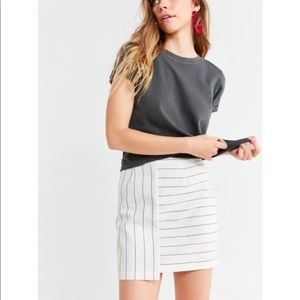 Contrast stripe linen mini skirt